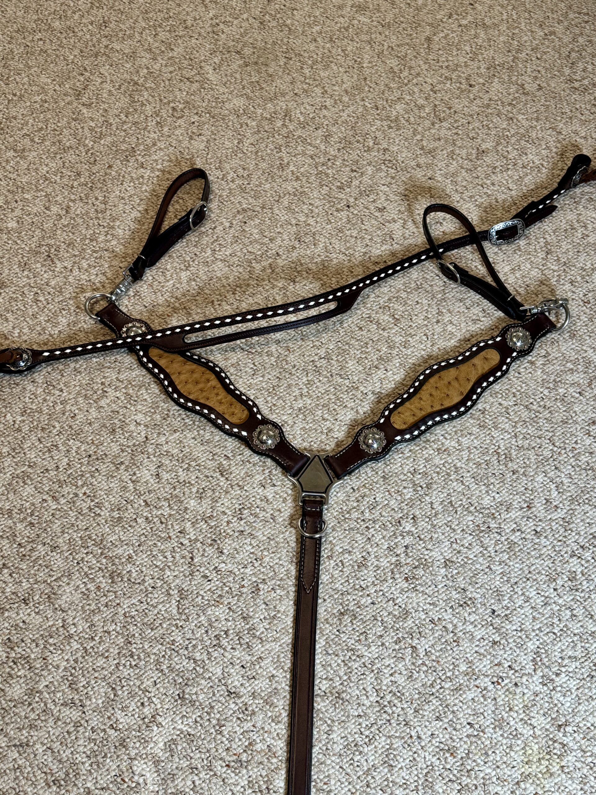 Ostrich Leather Breast Collar & Headstall