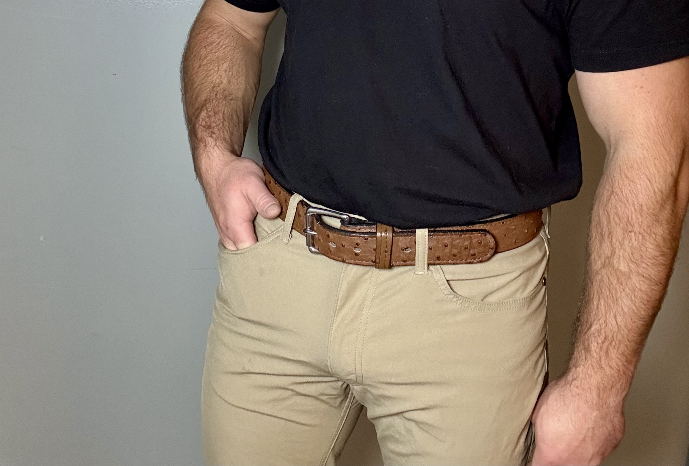 Ostrich Brown Leather Belt - Image 2