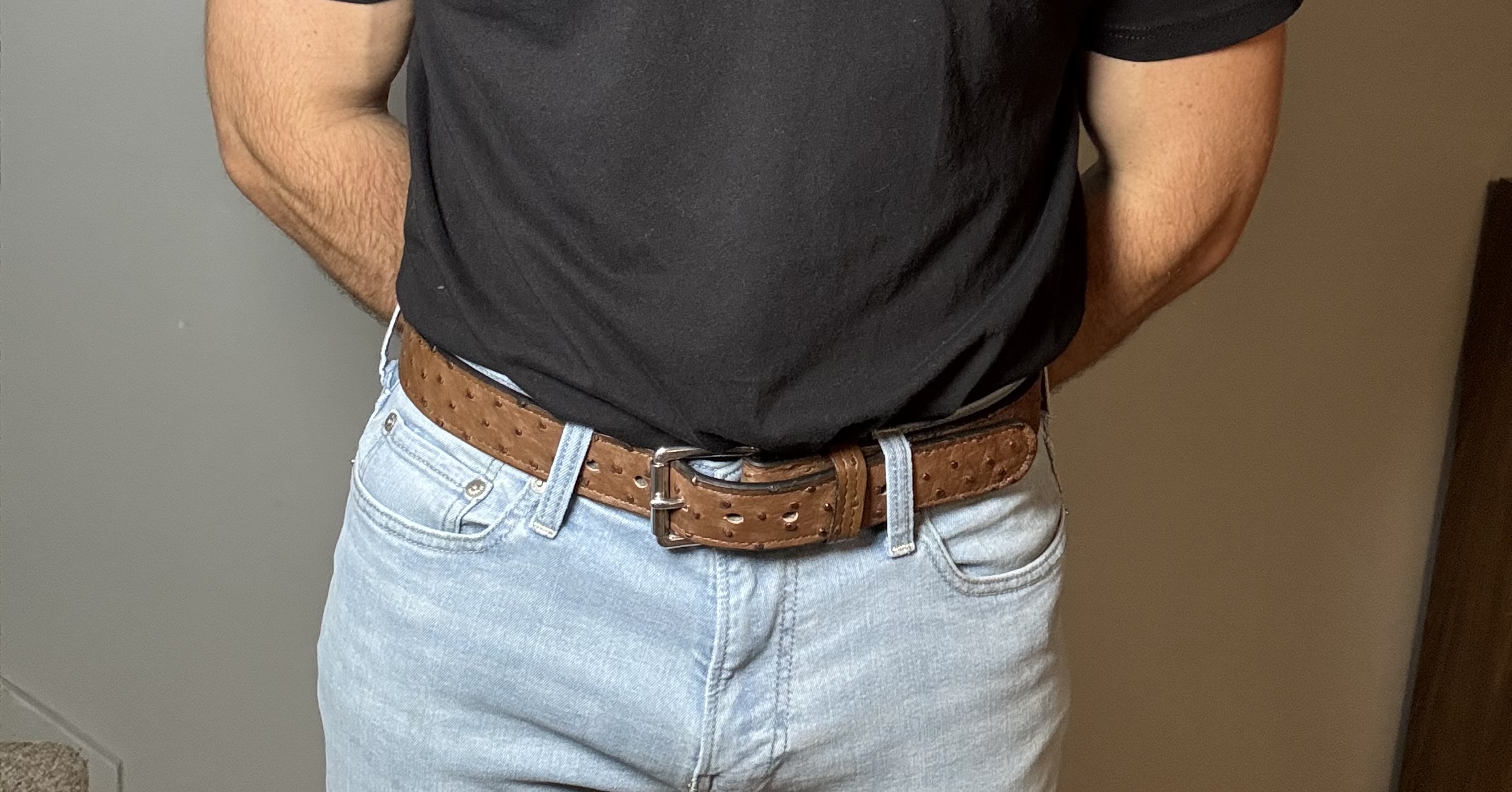 Ostrich Brown Leather Belt - Image 3