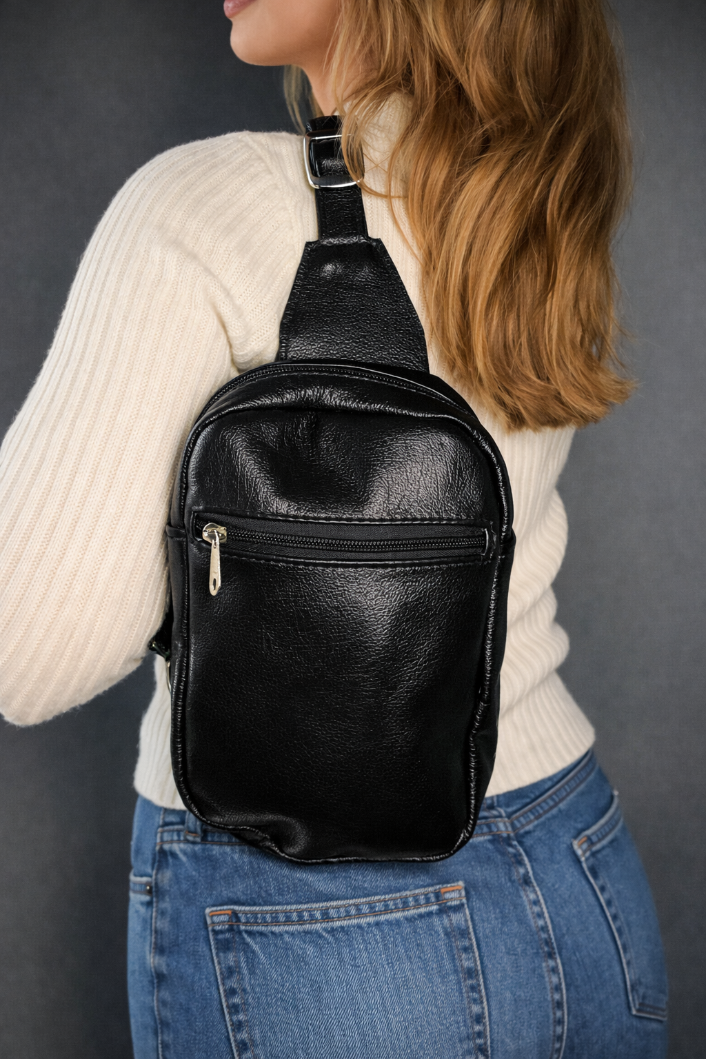 Black Leather Crossbody