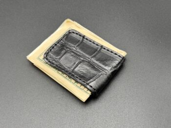 Black Gator Leather Magnetic Cash Clip