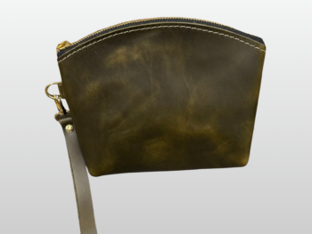 Green Round Top Leather Purse