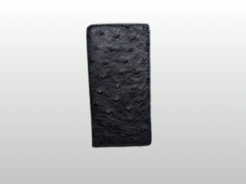 Ostrich Black Leather Rodeo Wallet