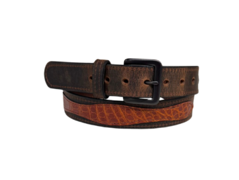 Standard Brown Leather Belt with Cognac Gator