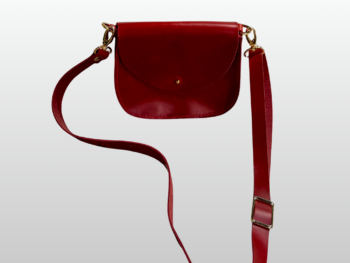 Red Small Round Bottom Leather Purse