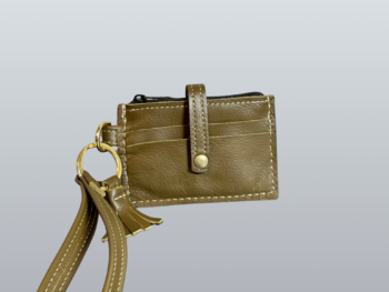 Olive Green Leather Wristlet Wallet