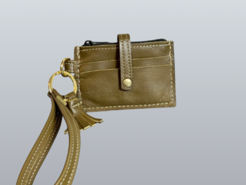 Olive Green Leather Wristlet Wallet