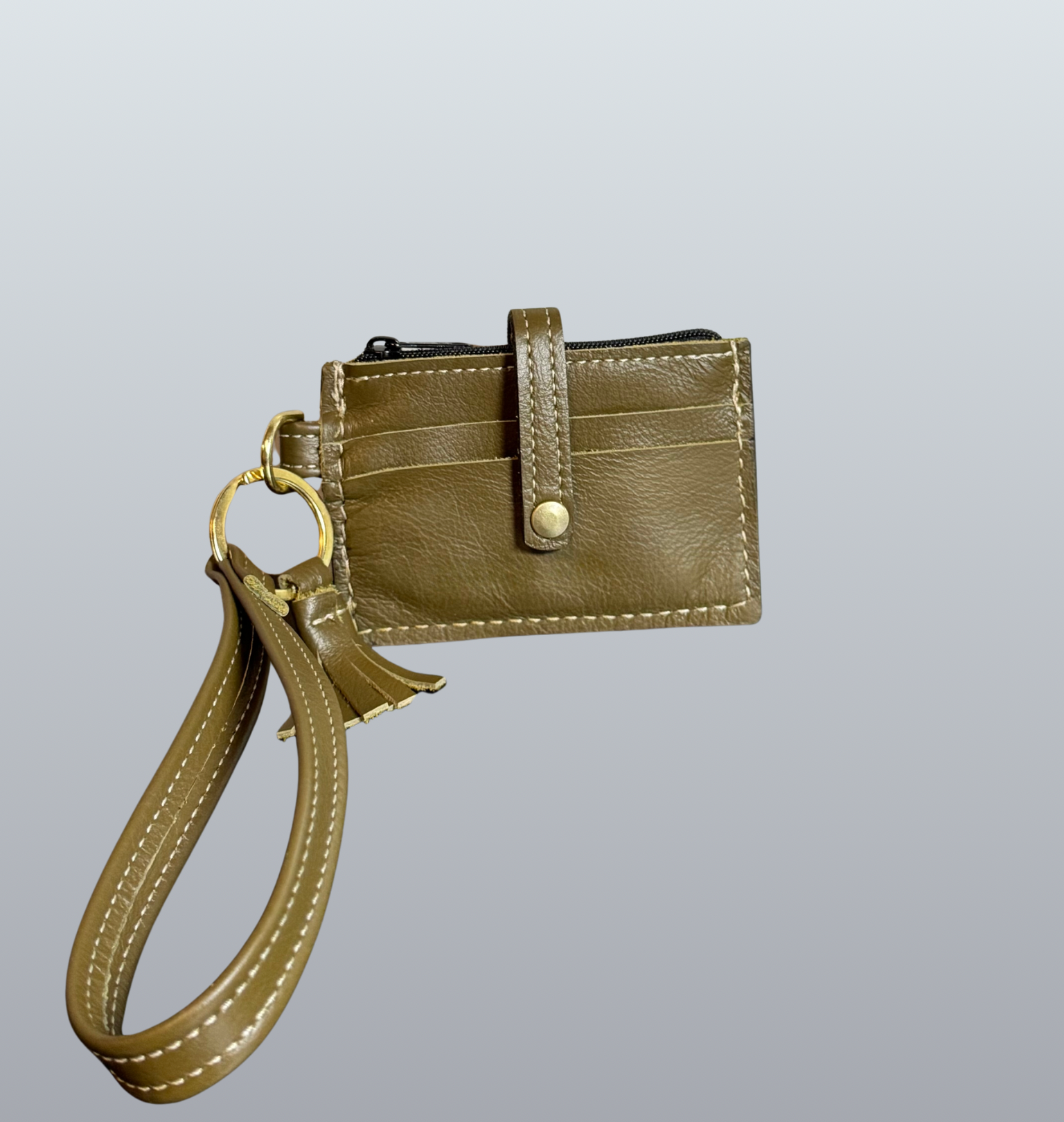 Olive Green Leather Wristlet Wallet