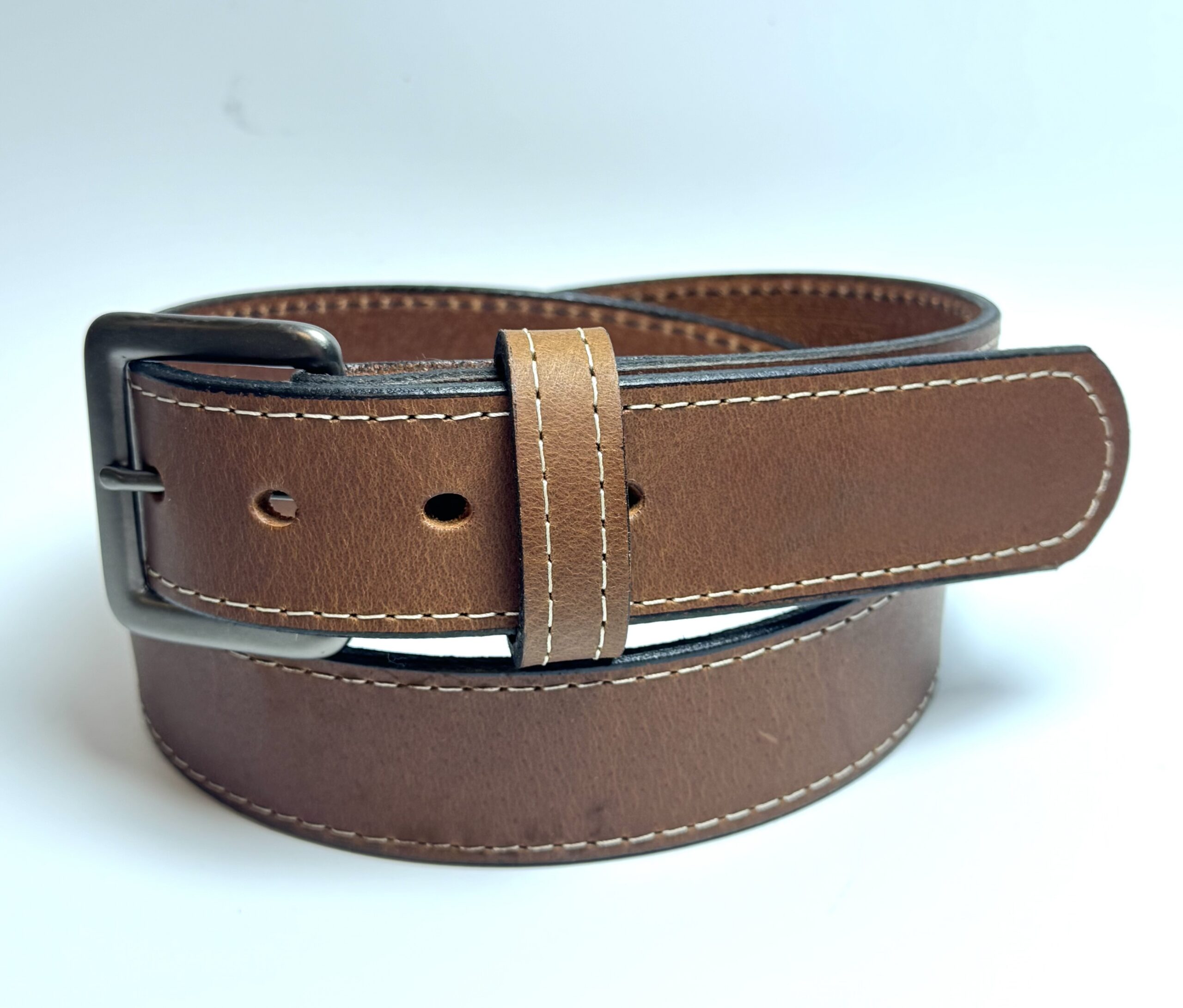 Light Brown Leather Dress Belt