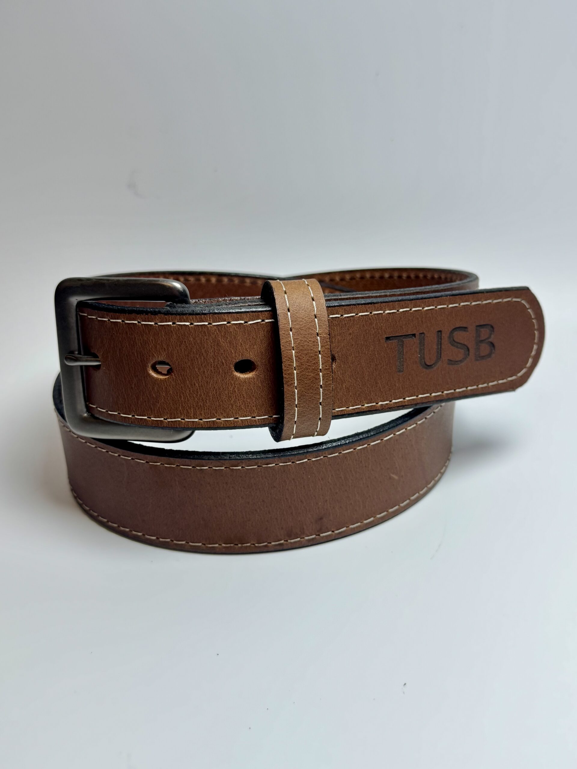 Light Brown Leather Dress Belt