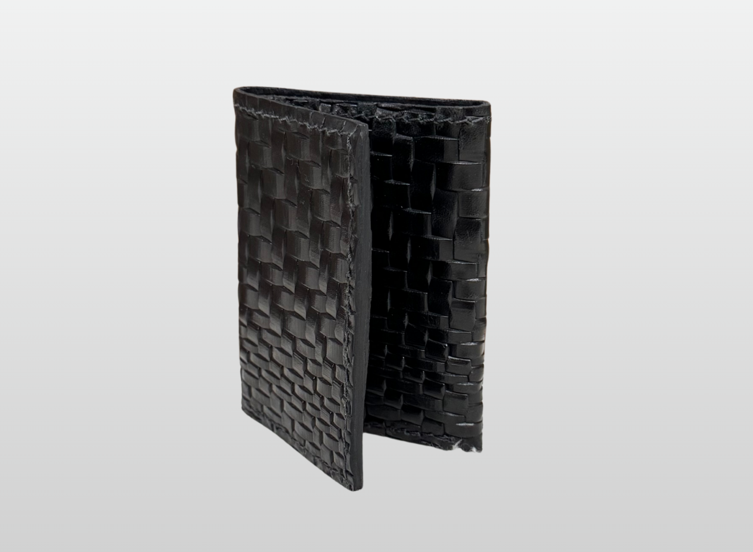 Basket Weave Black Trifold