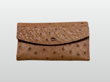 Ostrich Brown Leather Clutch