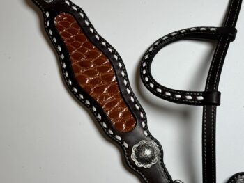 Cognac Gator Leather Breast Collar & Headstall