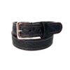 Black Patriot Elephant Leather Belt with red, white and blue stitching and silver buckle