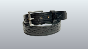 Black Figure 8 Stitch Leather Belt