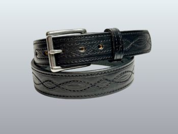 Black Figure 8 Stitch Leather Belt