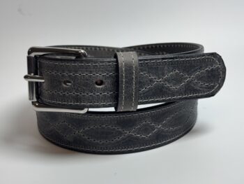 Grey Figure 8 Stitch Leather Belt