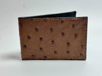 Ostrich Brown Small Leather Bifold Wallet