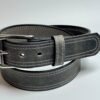 Grey Double Stitch Leather Belt