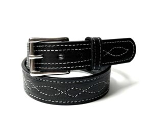 Black Figure 8 Stitch Leather Belt