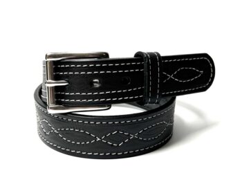 Black Figure 8 Stitch Leather Belt