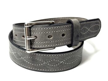 Grey Figure 8 Stitch Leather Belt
