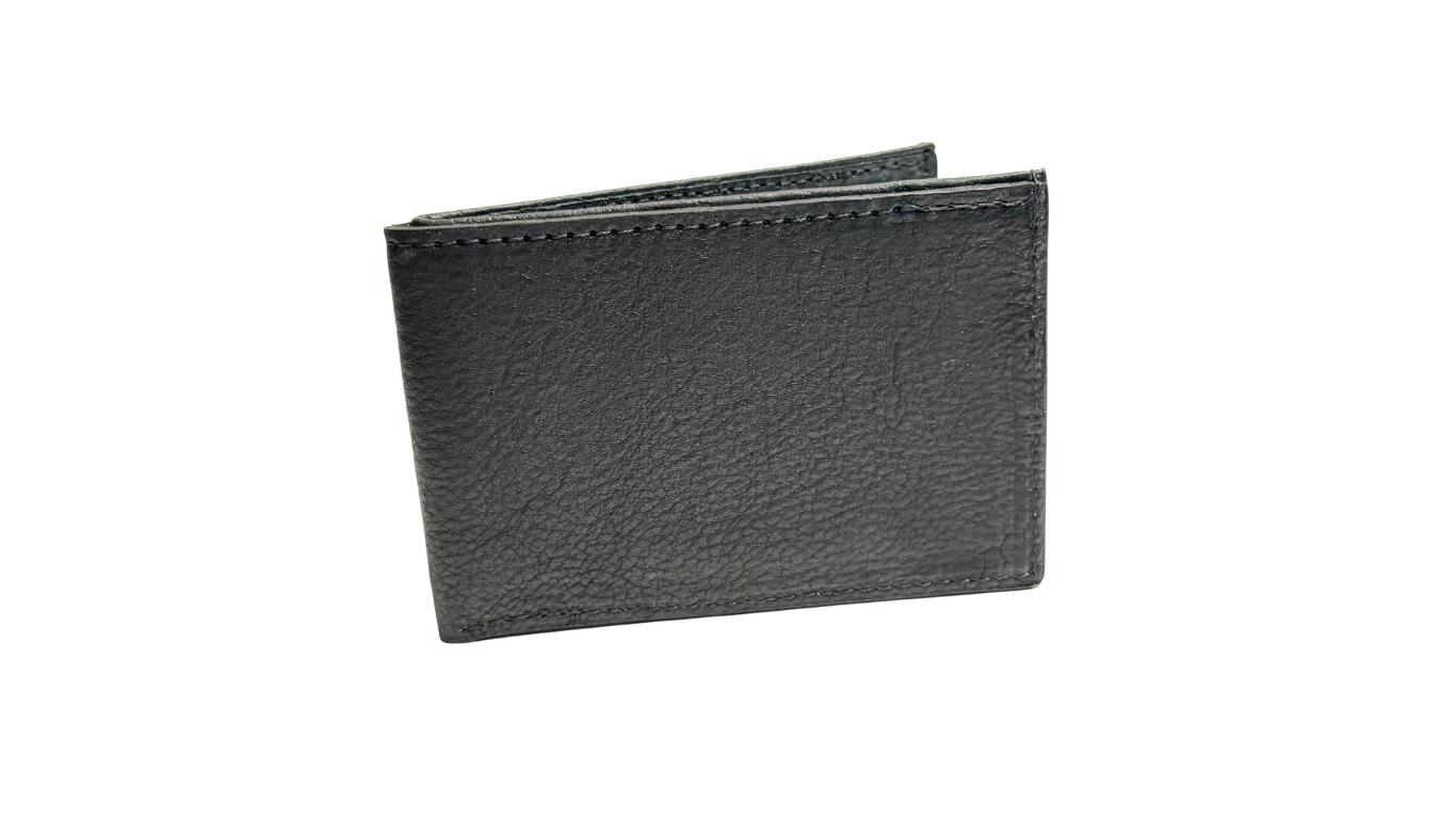 Bison Black Small Leather Bifold Wallet