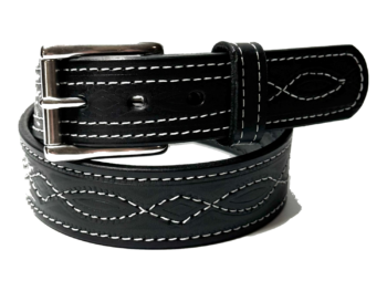 Black Figure 8 Stitch Leather Belt