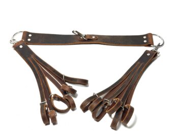 Brown full-grain Water Buffalo leather waterfowl game strap with leather carrier loops