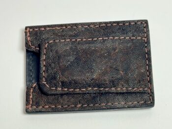 Elephant nicotine leather money clip wallet showing the natural grain and exterior finish