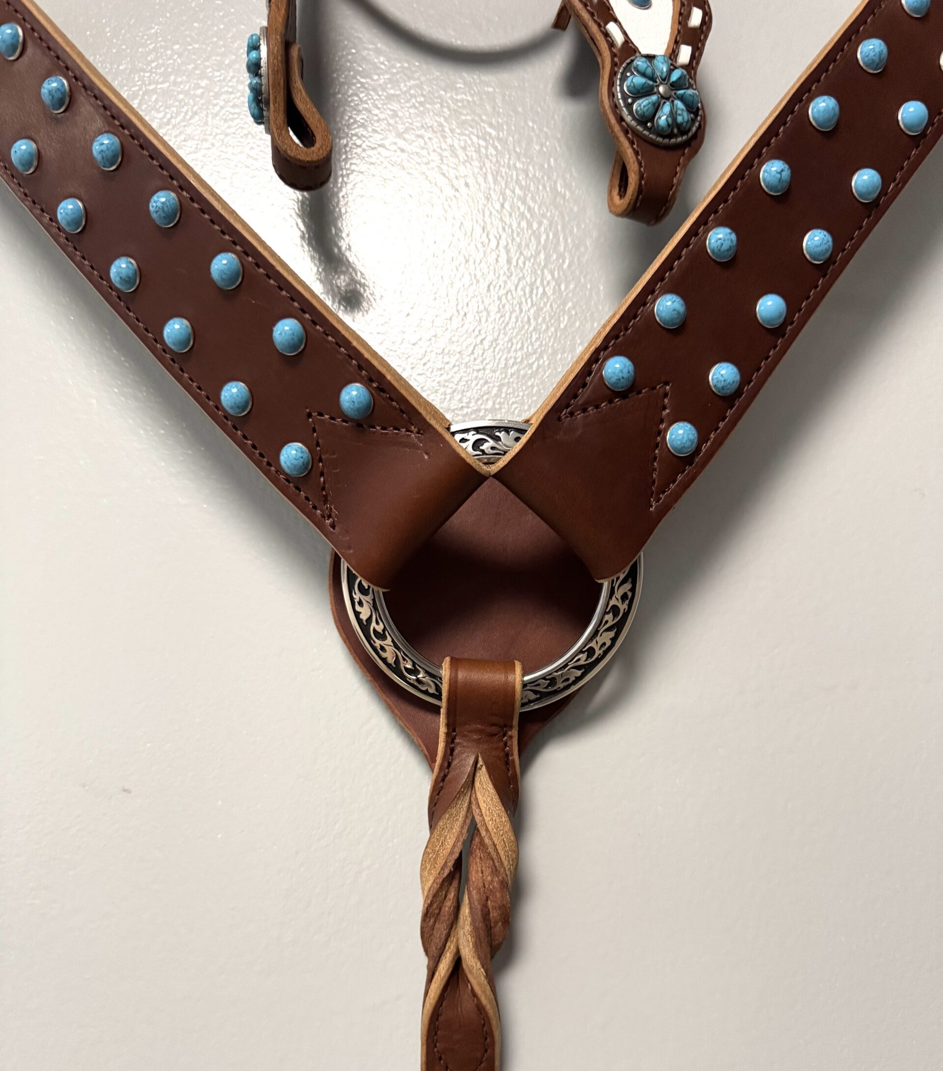 Turquoise Outlaw Leather Breast Collar