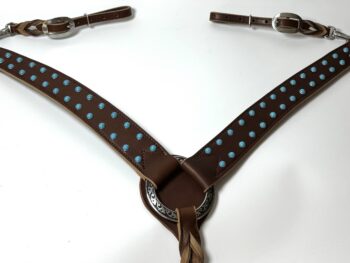 Turquoise Outlaw Leather Breast Collar | Handmade Western Horse Tack
