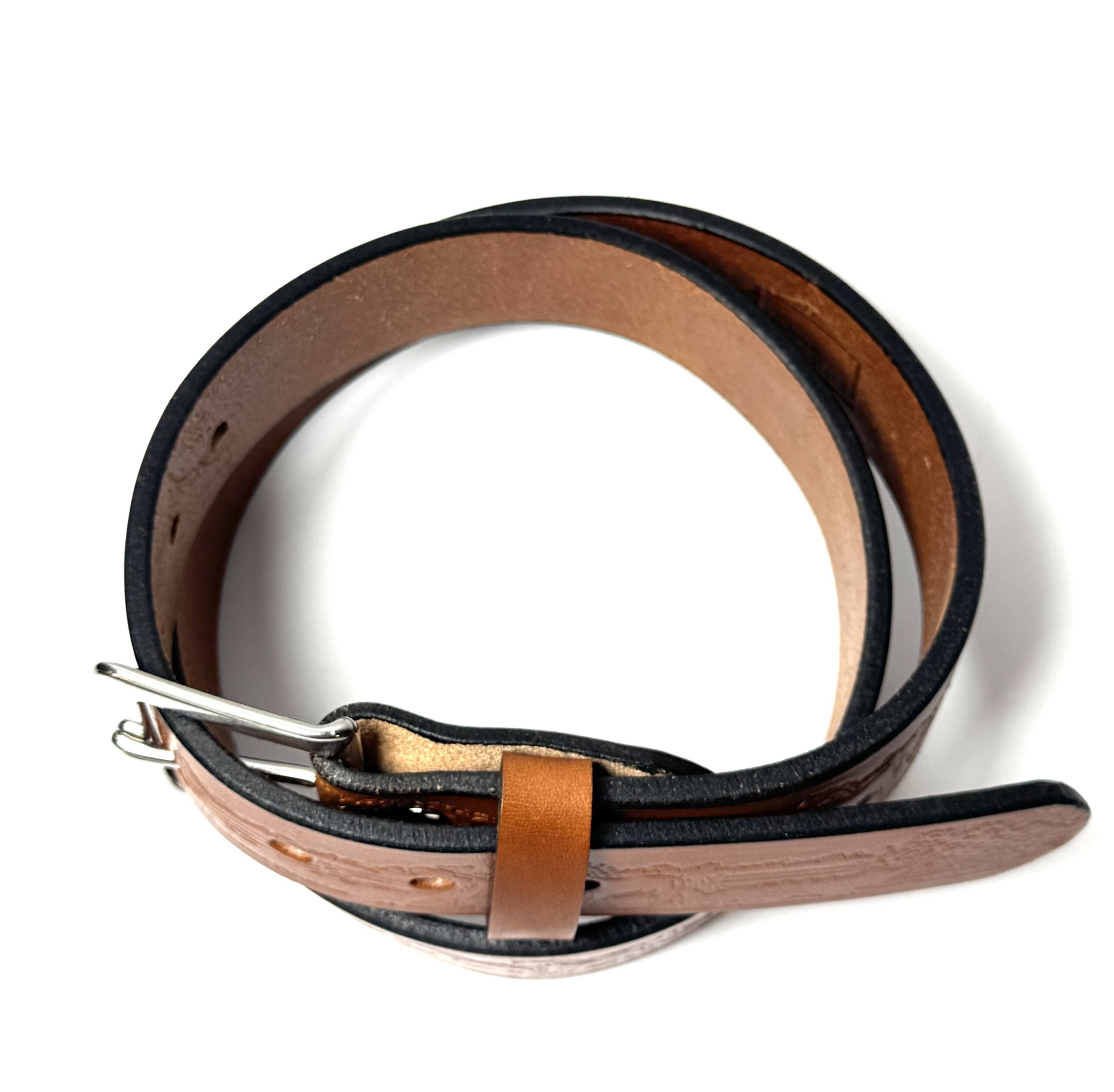 Horses Light Brown Premium Heavy Leather Belt Front View