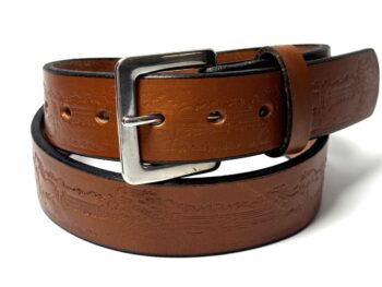 Horses Light Brown Premium Heavy Leather Belt Front View