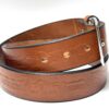 Horses Light Brown Premium Heavy Leather Belt Front View