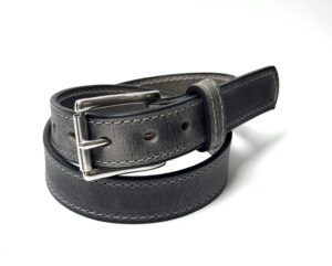 Grey Leather Dress Belt