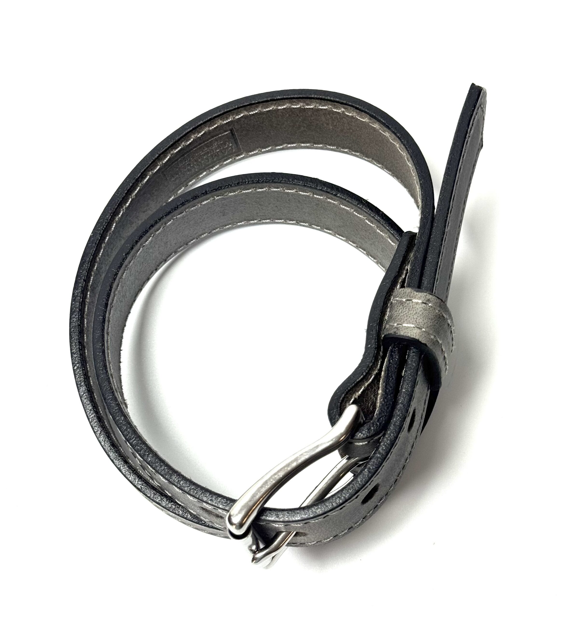 Grey Leather Dress Belt