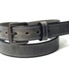 Grey leather dress belt with dark grey buckle
