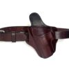 Brown leather 1911 OWB holster with matching heavy-duty stitched belt