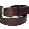 Bison Brown Premium Heavy Leather Belt handcrafted from premium bison leather backed with full grain cowhide featuring a silver stainless steel or gold solid brass buckle.