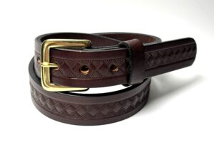Brown Diamond Leather Belt - 1.25" Wide