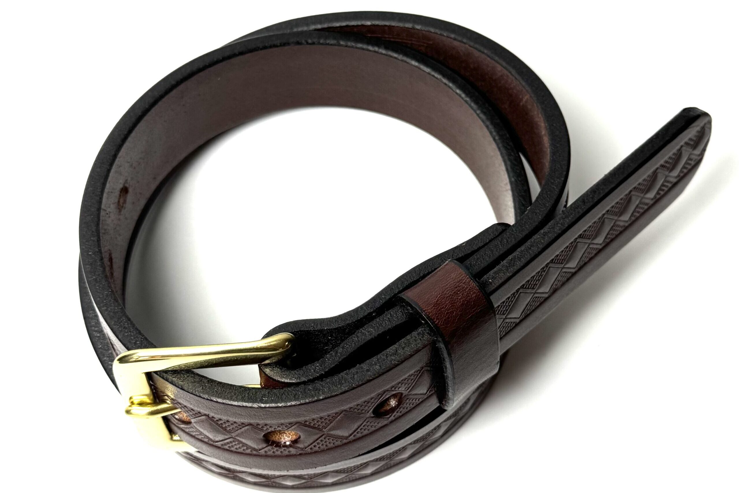 Brown Diamond Leather Belt - 1.25" Wide