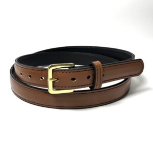 Tan Raised Center Leather Belt handcrafted from premium full-grain leather with a solid brass buckle by Amish craftsmen.