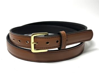 Tan Raised Center Leather Belt handcrafted from premium full-grain leather with a solid brass buckle by Amish craftsmen.