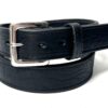 Bison Black Premium Heavy Leather Belt handcrafted from premium black bison leather backed with full grain cowhide and finished with a stainless steel buckle.