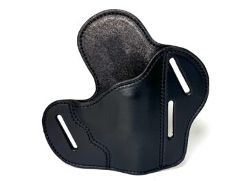 Black 3-slot OWB J-frame leather holster with adjustable cant