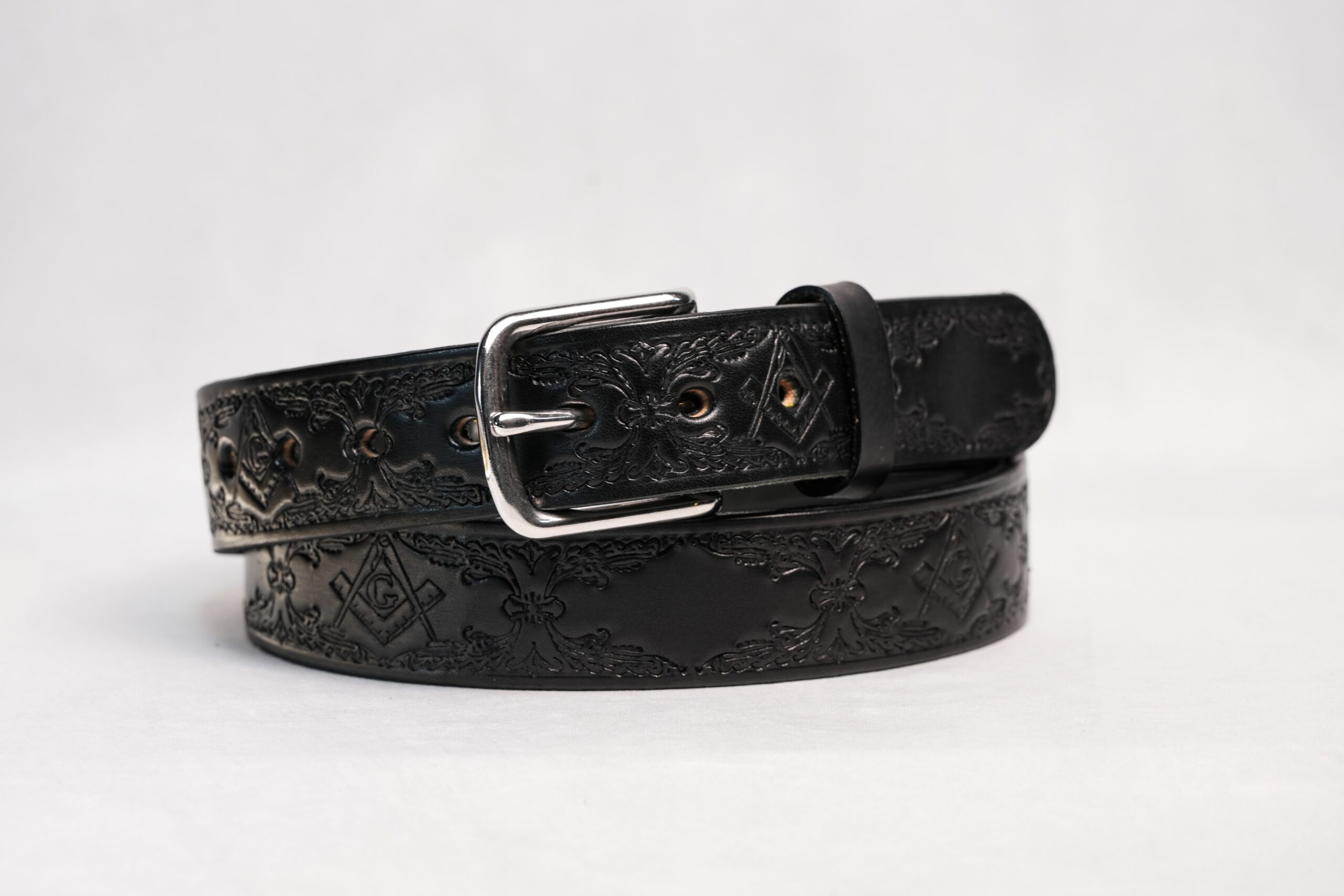 Black Freemason Heavy Belt Full View