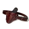 Brown Glock XD leather holster with contrasting white stitching
