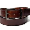 Water Buffalo Brown Leather Dress Belt- Dark Grey Buckle-1.5" Wide