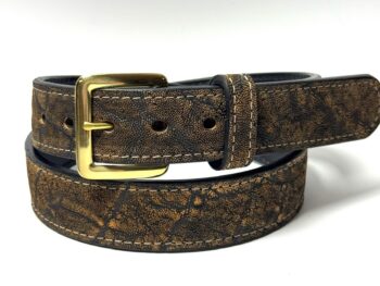 Elephant green safari leather belt with solid brass buckle